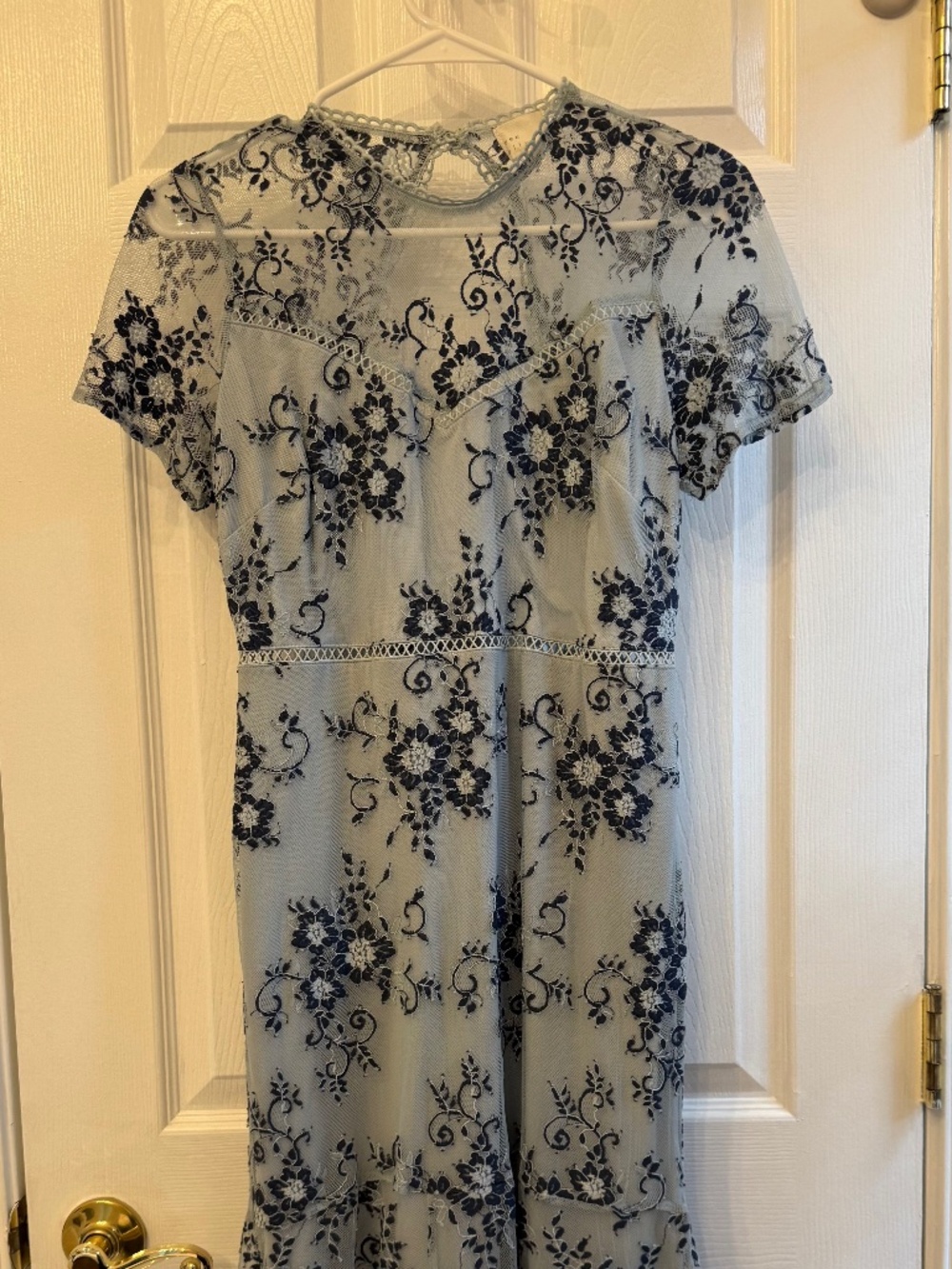 Blue lace midi dress